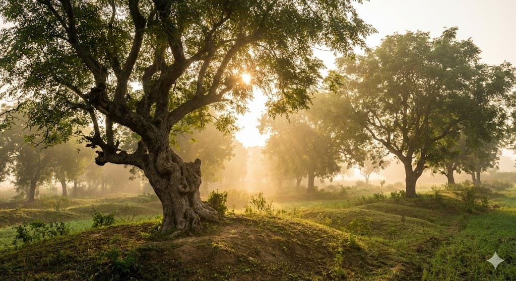 Lush moringa fields at golden hour